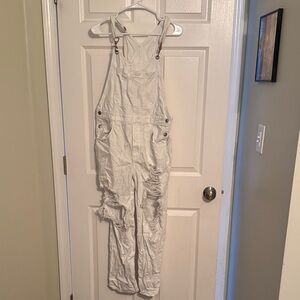 White Distressed Overalls